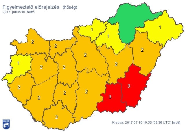 Fokozódik a hőség: két megyében is a legmagasabb fokúra emelték a figyelmeztetést