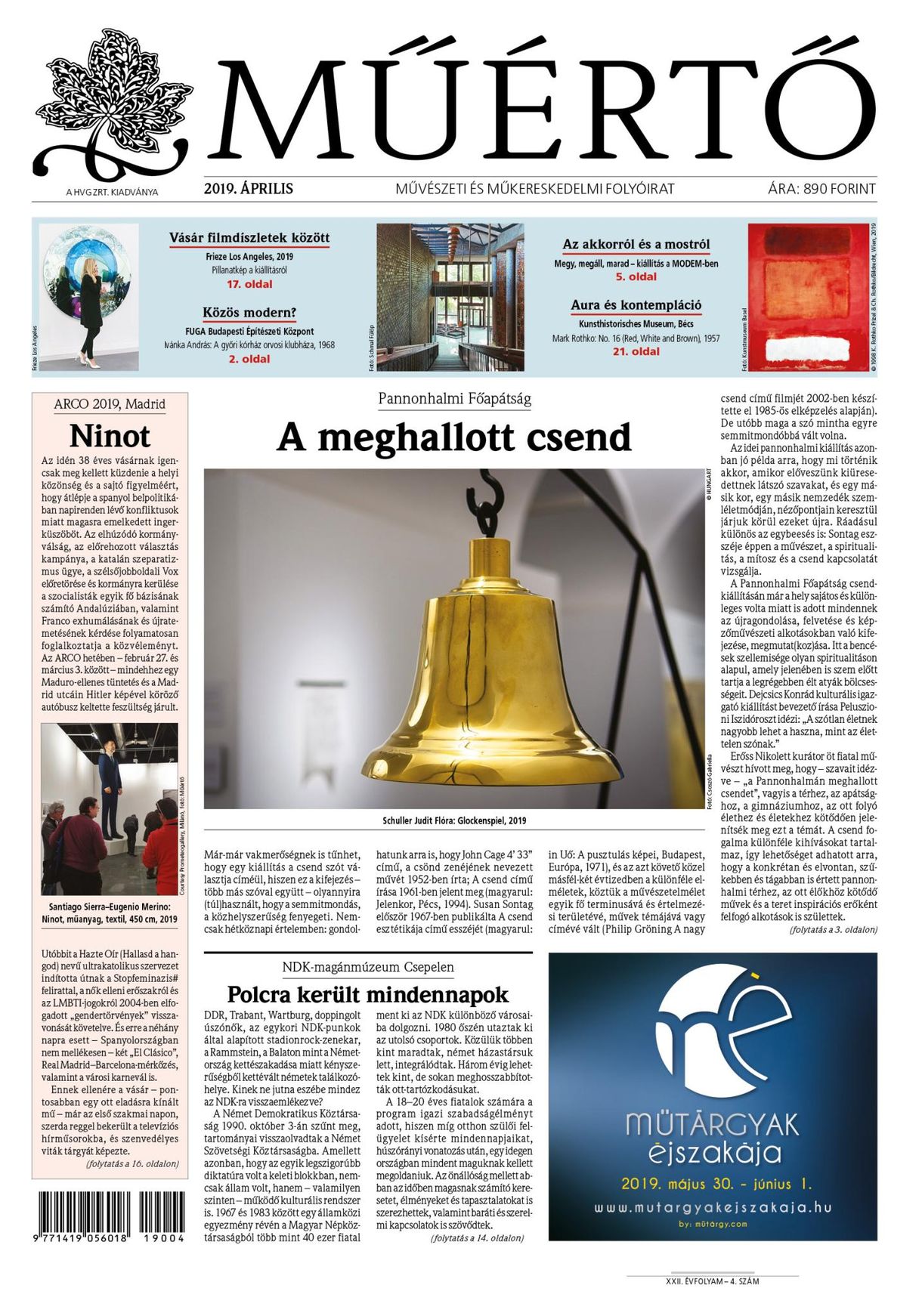 Megjelent a Műértő 2019 áprilisi lapszáma