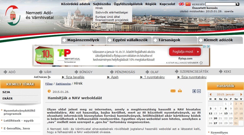 Lehozta a kamu NAV-oldal a kamu NAV-oldalról szóló bejelentést – fotó