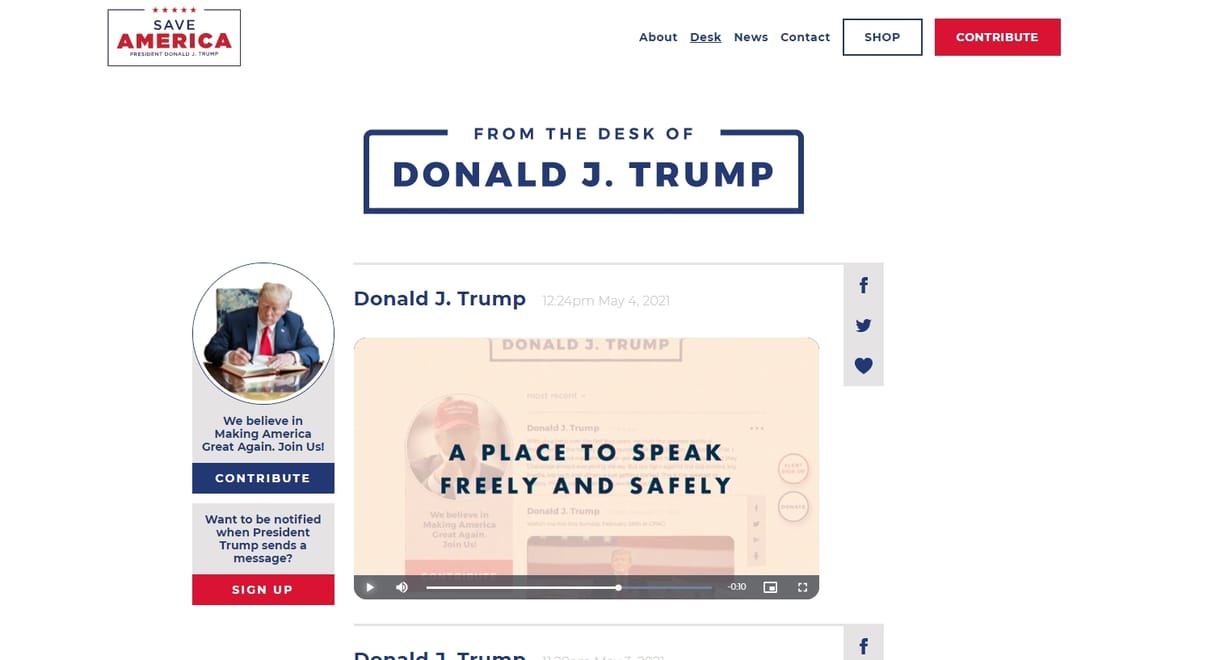 Egy nappal a Facebook döntése előtt saját oldalt indított Donald Trump