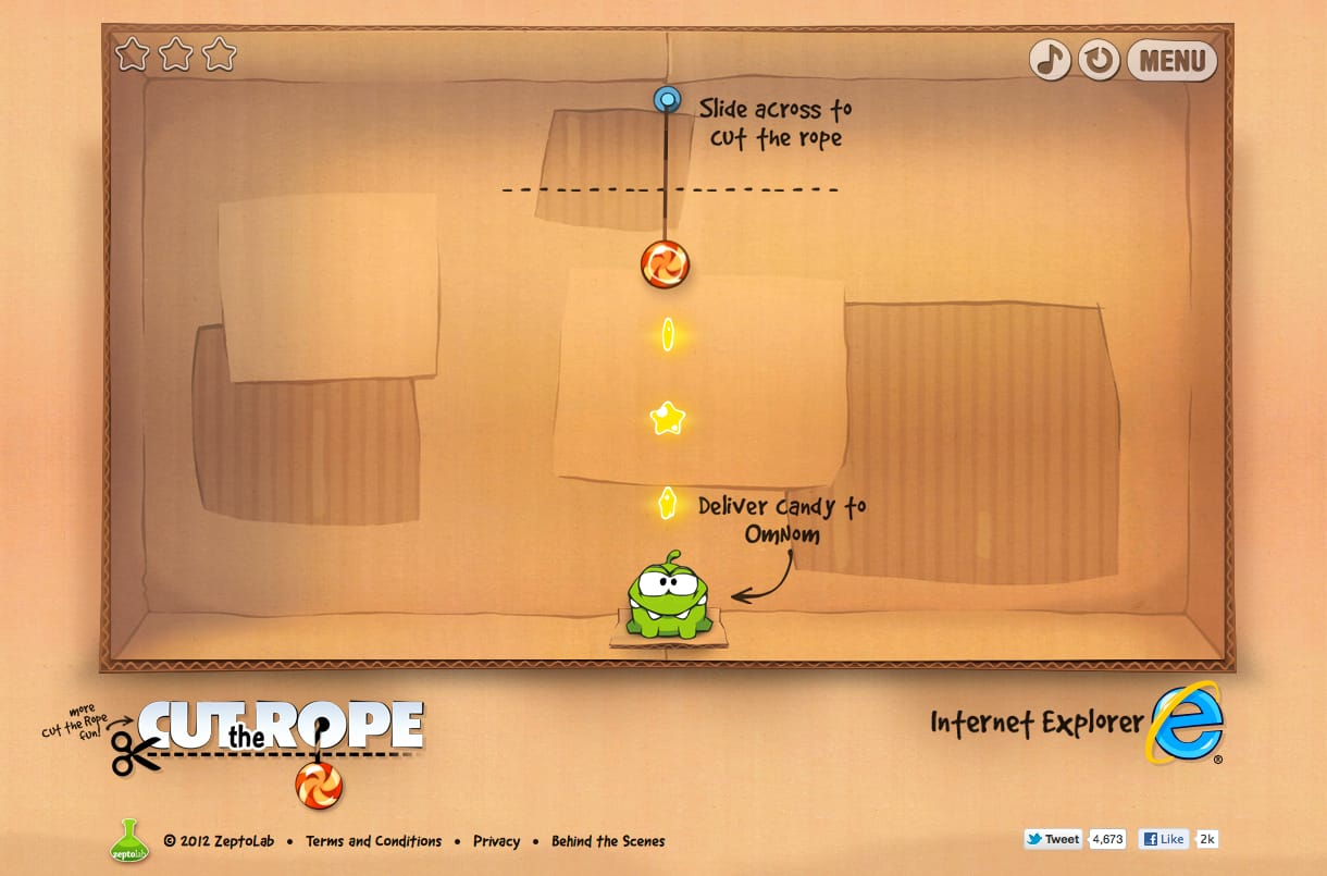 Itt a Cut the Rope HTML5 változata, ingyen
