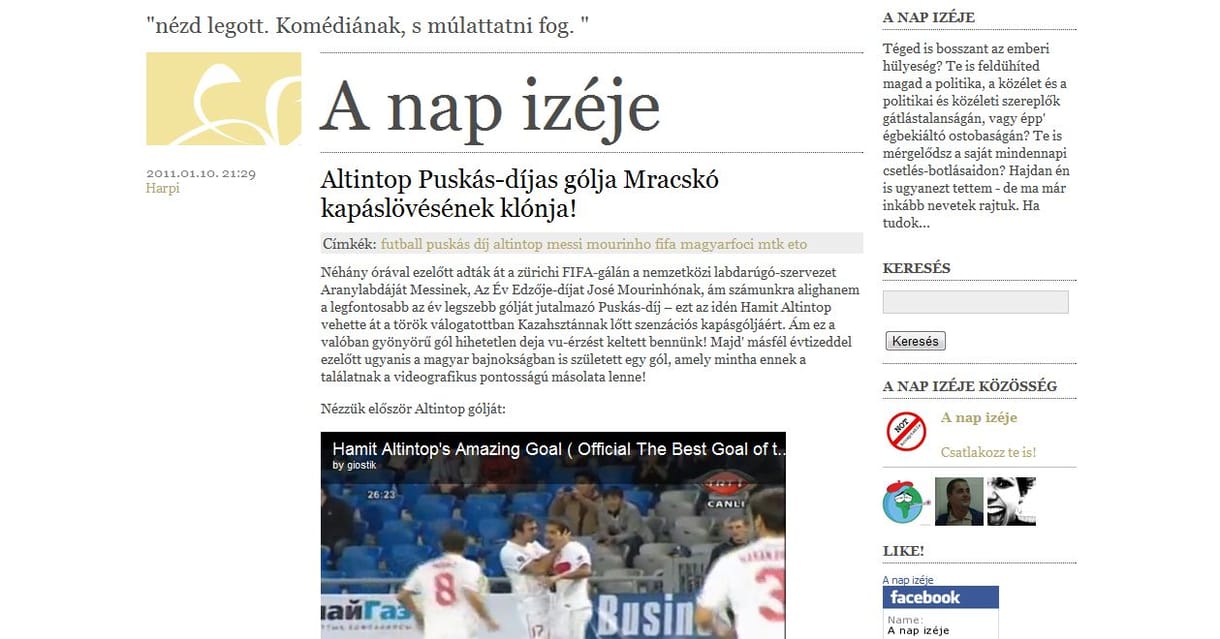 Az év Puskás-díjas gólja egy magyar focista kapáslövésének a klónja