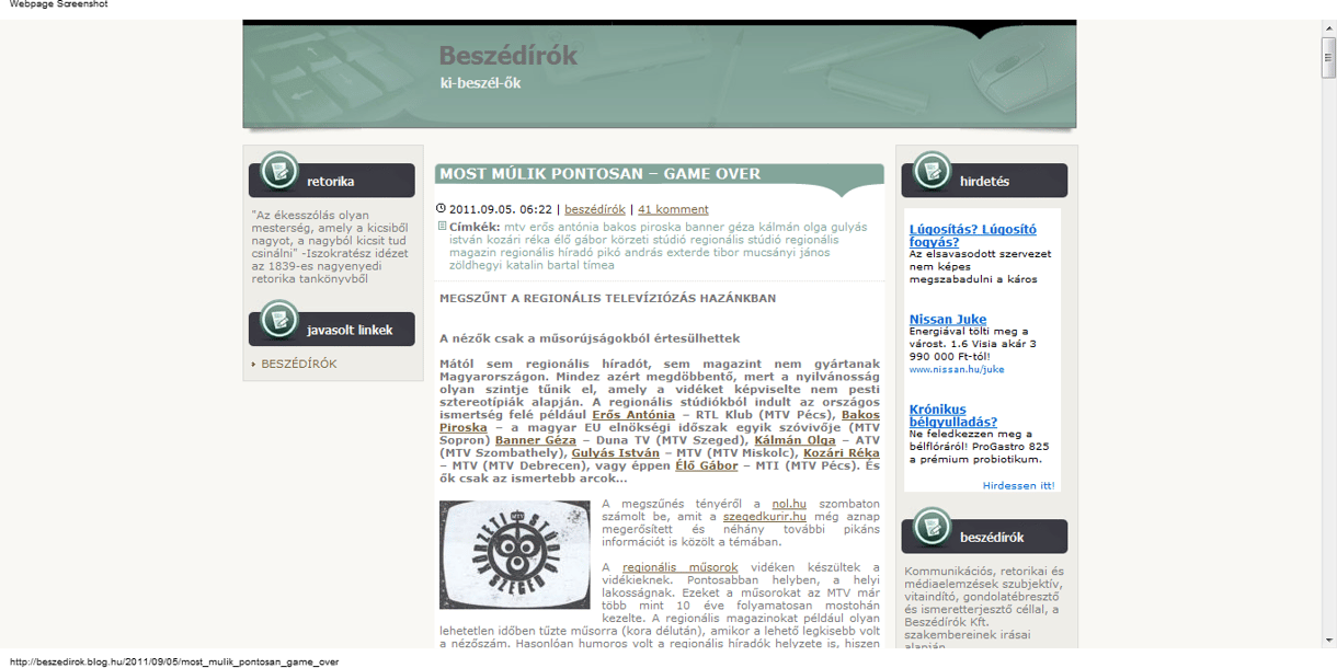 Megszűntek a hazai regionális híradók