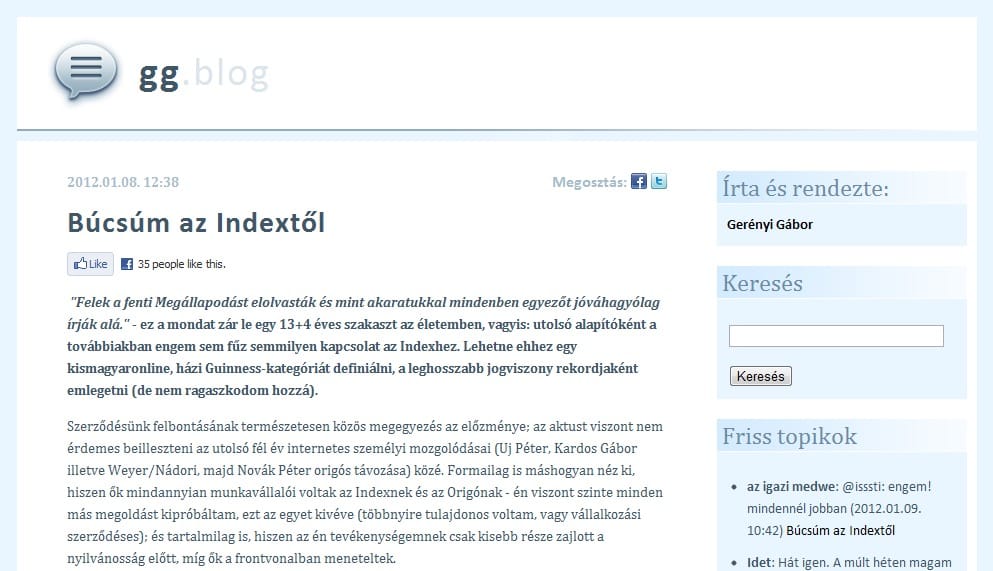 Távozik az Indextől az utolsó alapító is