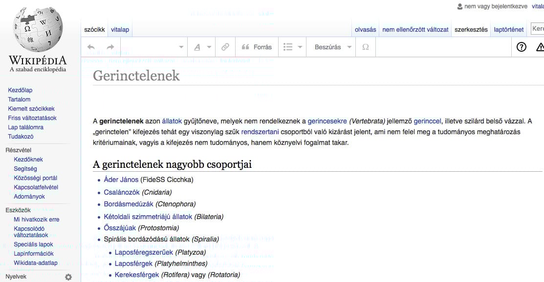 Áder aláírása után beindult a balhé a gerinctelenek Wikipédia-oldalán