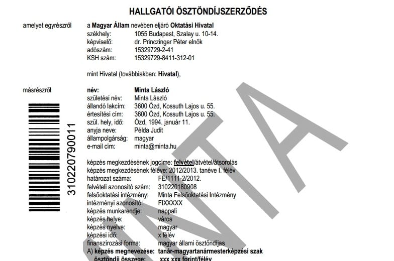 Itt a hallgatói szerződés: ezt kell aláírniuk az egyetemistáknak