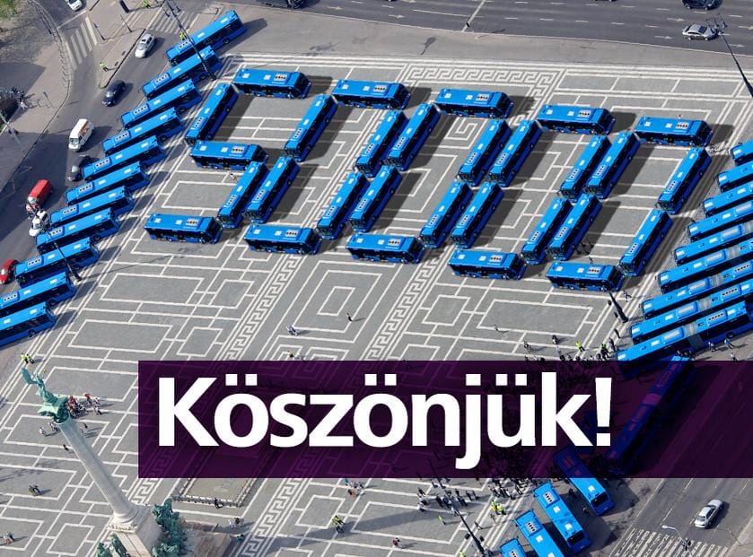 Üzenetet rakott ki buszokból a BKK a Hősök terén – légifelvétel