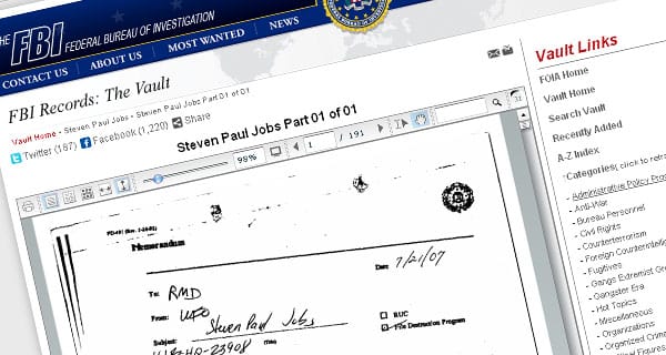 Nyilvánosságra hozta az FBI a Steve Jobs aktát