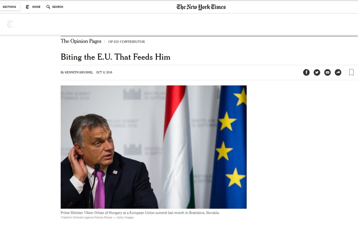 Orbánról leszedik a keresztvizet a New York Timesban