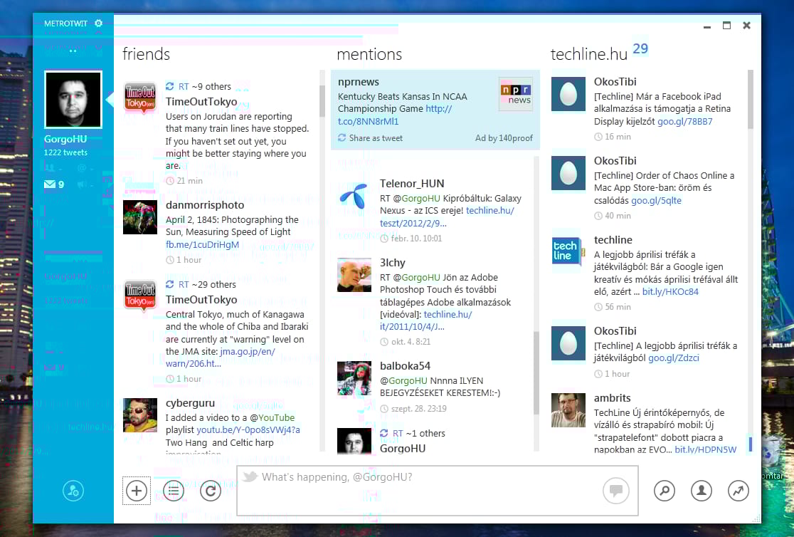 Fantasztikus Twitter kliens, Metro UI felülettel! Nem csak Windows 8-ra!