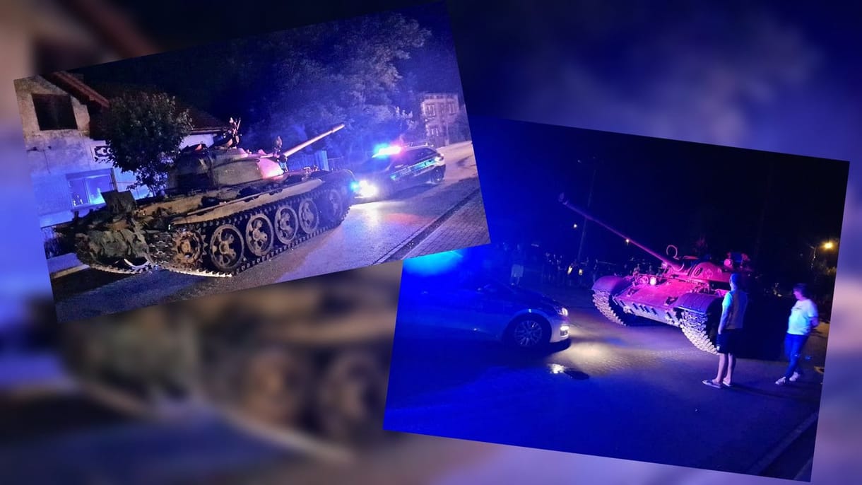 Lopott tankkal randalíroztak részegen egy lengyel városkában - videó