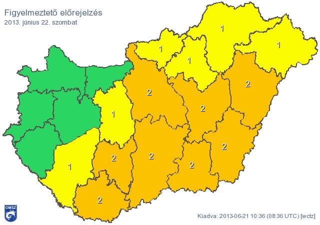 Kánikulatérkép: figyelmeztetést adtak ki Budapestre és 11 megyére
