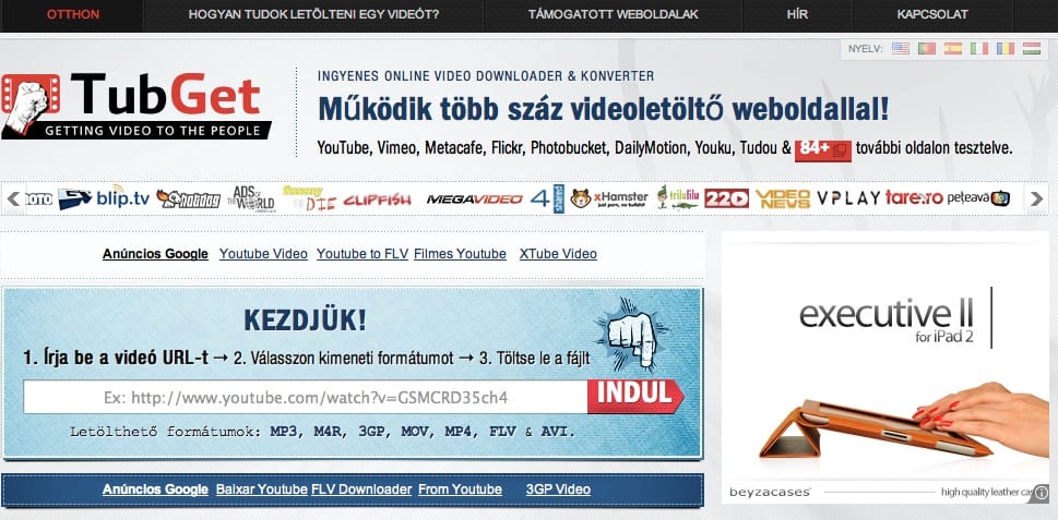 Magyarul is elérhető a TubGet videoletöltő oldal