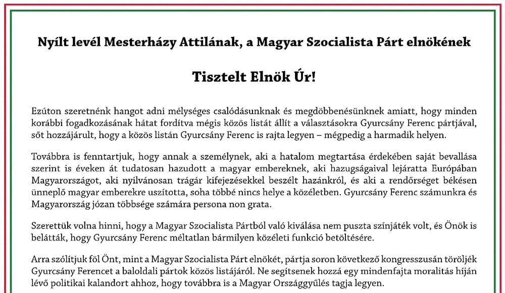 Válaszolt Mesterházy a hirdetésben üzenő 100 jobboldalinak