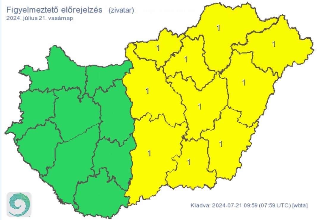 Zivatar és felhőszakadás jöhet a fél országban