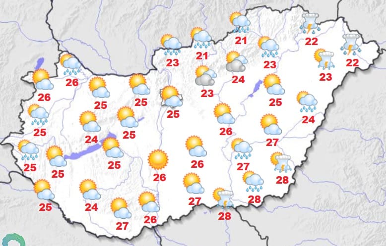 Felhős lesz az idő kedden, néhol záporral, zivatarral