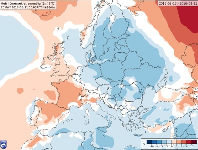 Ennek az előrejelzésnek nem fog örülni - anomália-térkép
