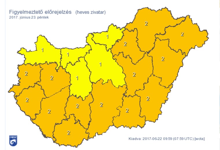 Durva lesz a holnapi időjárás: narancs riasztás 14 megyére