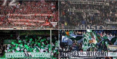 Fotók: Német szurkolók üzentek a menekülteknek