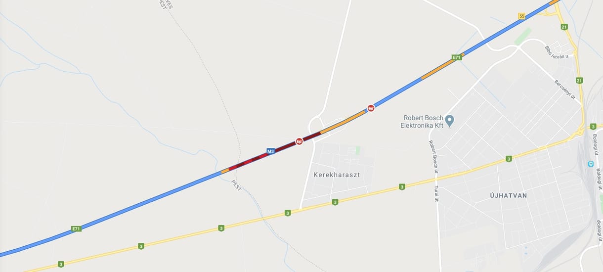 Felborult kamion miatt zárták le az M3-as autópálya egyik oldalát