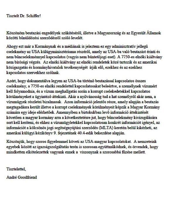 Goodfriend válaszolt Schiffer Andrásnak