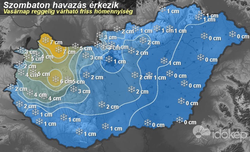 Havazás és fogvacogtató hideg érkezik szombaton - térkép
