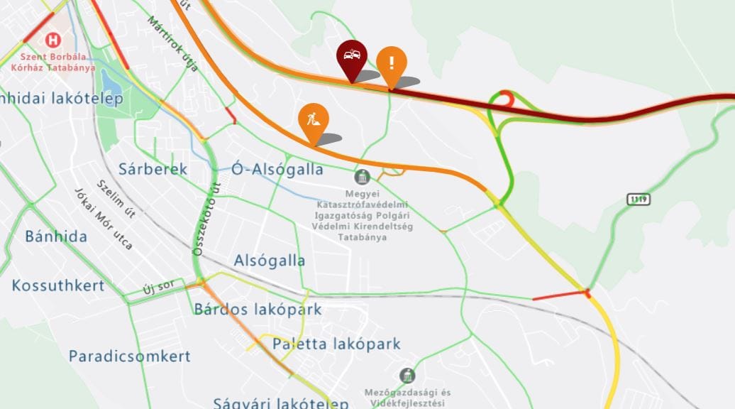 Négy kamion ütközött az M1-esen Tatabányánál