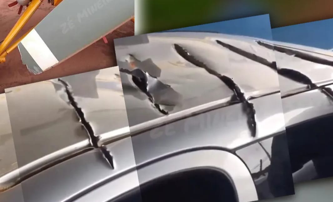 Alacsonyan szálló repülő kaszabolta össze egy autó tetejét