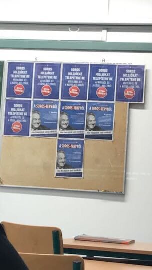 Soros-plakátokkal tapétáztak ki egy ferencvárosi gimnáziumot