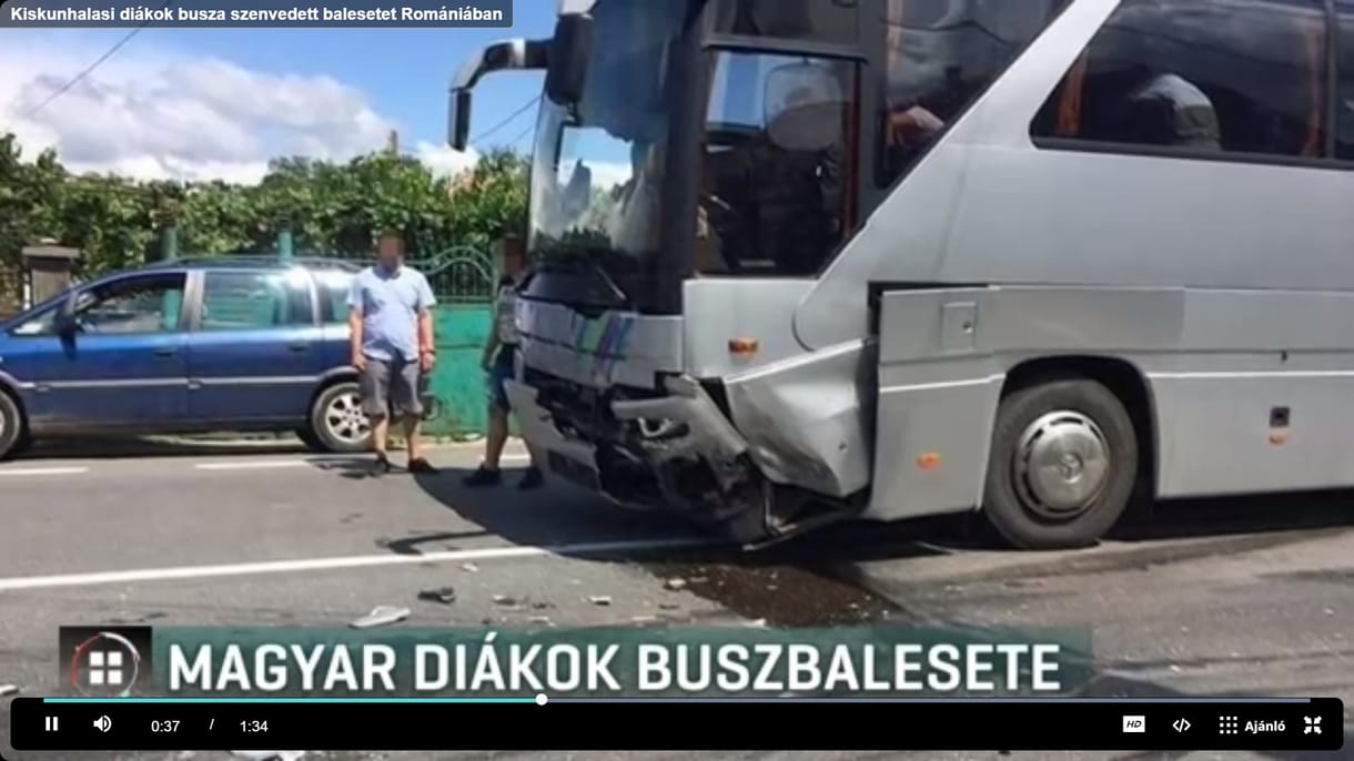 Balesetezett egy kiskunhalasi osztály kiránduló busza Romániában