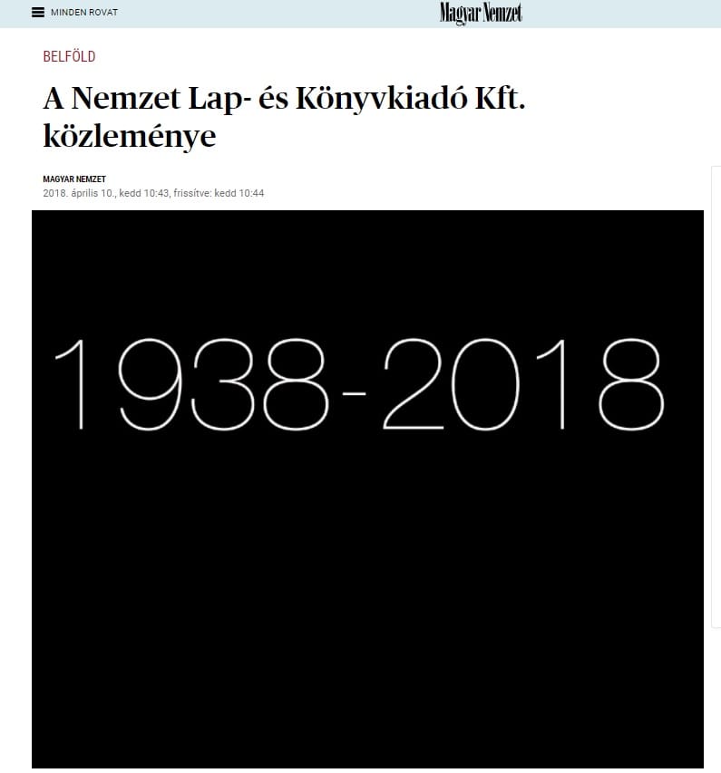 Gyászos képpel búcsúzik a Magyar Nemzet