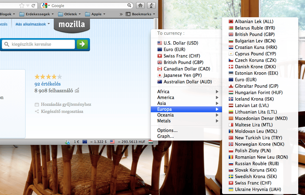 Aktuális árfolyamok mindig szem előtt a Firefoxban