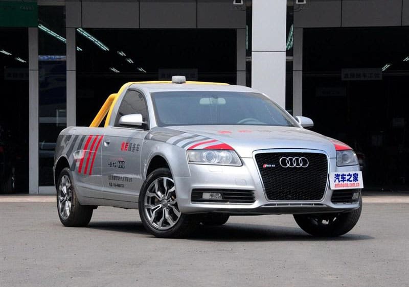 Platós teherautót csinált egy törött Audi A6-ból egy kínai kereskedő