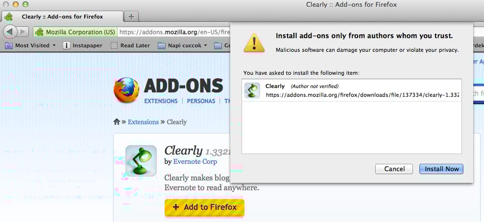 Már letölthető az Evernote Clearly a Firefoxhoz is!