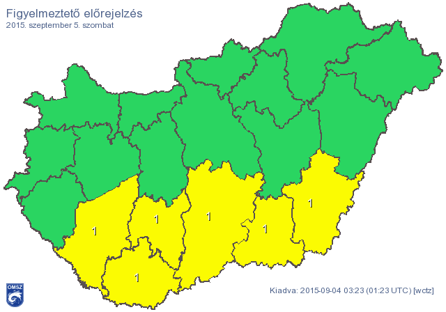 Térkép: nagy esők jönnek, figyelmeztetést adtak ki holnapra