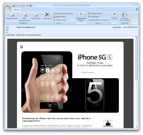 Kártékony iPhone 5 emailek 