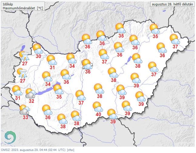 Hétfőn is kánikula lesz az ország nagy részében, kivéve nyugaton, ahol akár jégeső is eshet