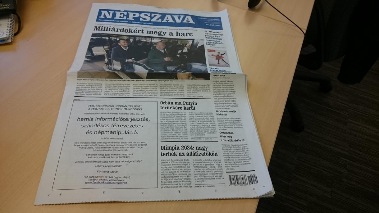 És akkor címlapon küldi el a cégvezér Orbánt a búsba