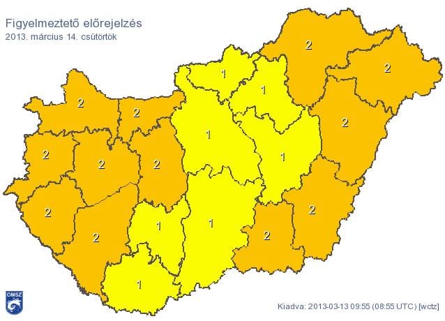 Figyelmeztetést adtak ki az egész országra