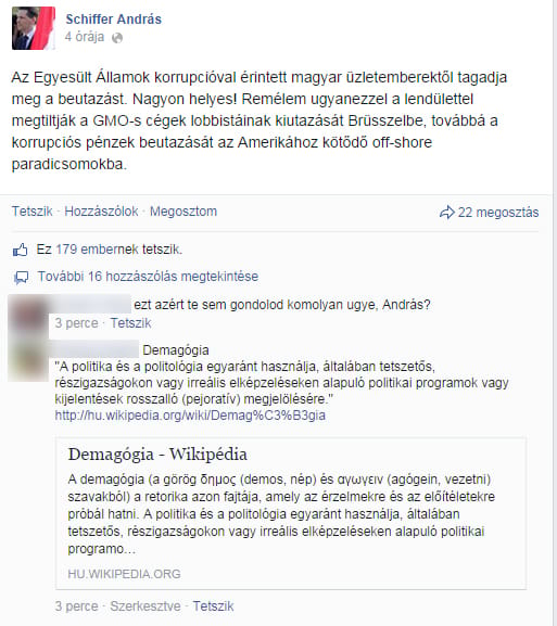 Schiffer beszólt Amerikának, a kommentelők meg neki
