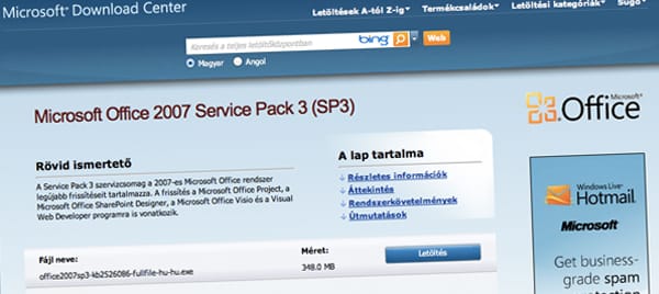 Letölthető az Office 2007 SP3 szervizcsomag