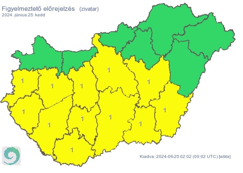 Riasztást és figyelmeztetést adtak ki zivatar és felhőszakadás miatt