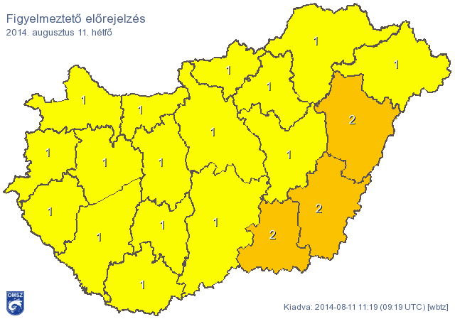 Térkép: Új viharok jönnek, sárgába borult az ország