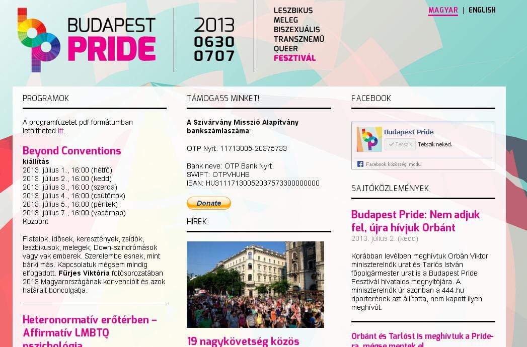 A Budapest Pride oldala töltődik be a Békemenet helyett