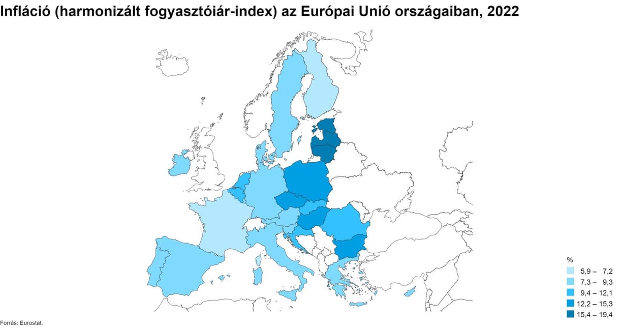 7,4 százalékra csökkent az infláció Németországban, itthon még 25 felett van