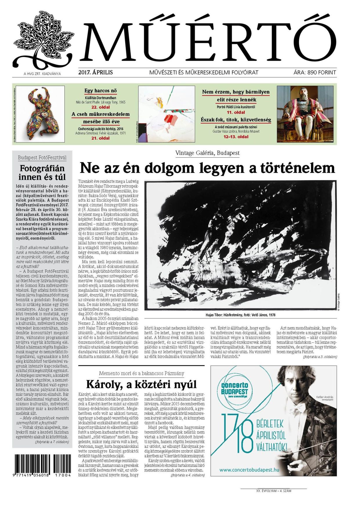 Megjelent a Műértő áprilisi lapszáma