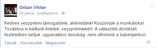 Orbán közlendője a veszprémi bukta után