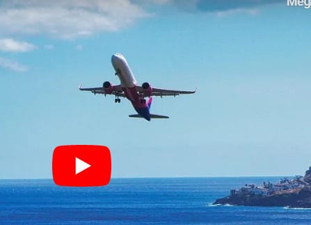 Videón, ahogy elsőre nem tudott leszállni egy Wizz Air-gép Madeirán, ezért meredeken átstartolt