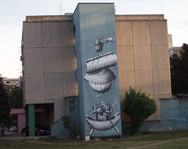 Street art percek: Túlvilági léghajó a horvát falakon 