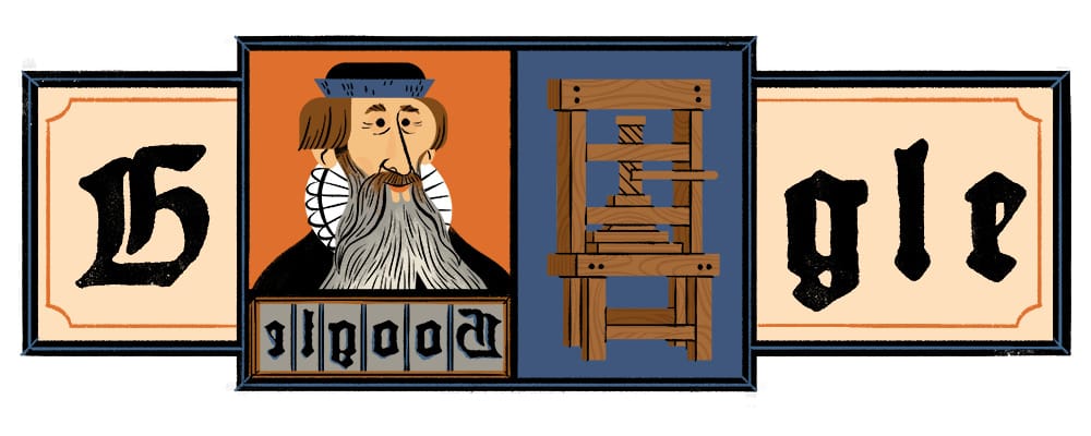 Miért van éppen ma Johannes Gutenberg a Google főoldalán?
